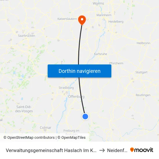 Verwaltungsgemeinschaft Haslach Im Kinzigtal to Neidenfels map