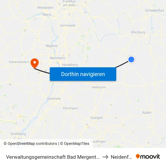 Verwaltungsgemeinschaft Bad Mergentheim to Neidenfels map