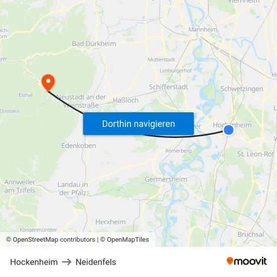 Hockenheim to Neidenfels map