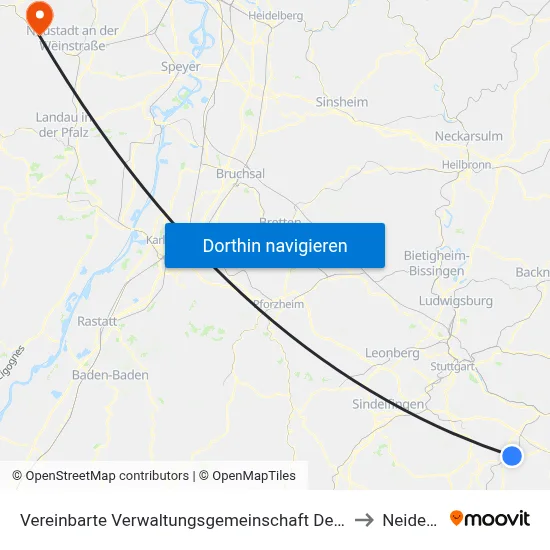Vereinbarte Verwaltungsgemeinschaft Der Stadt Nürtingen to Neidenfels map