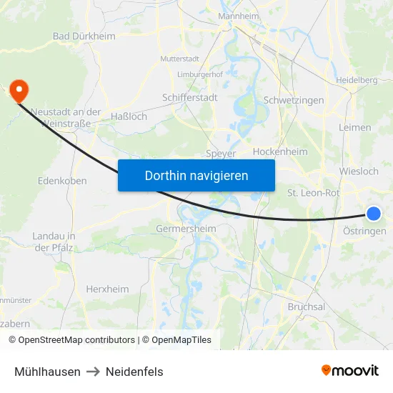Mühlhausen to Neidenfels map