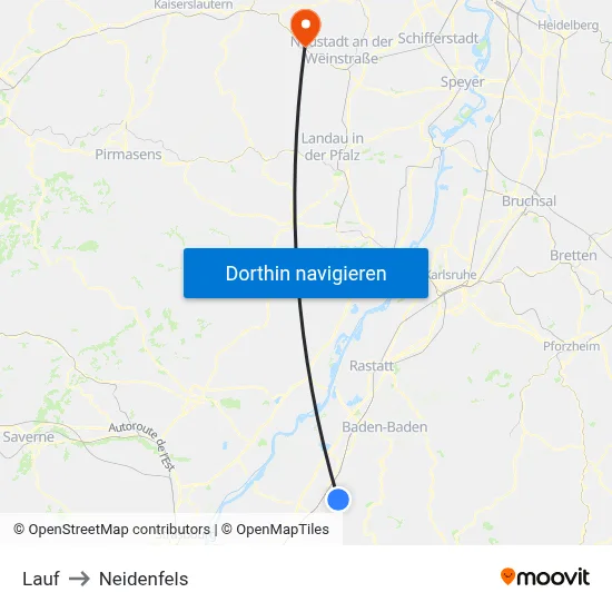 Lauf to Neidenfels map
