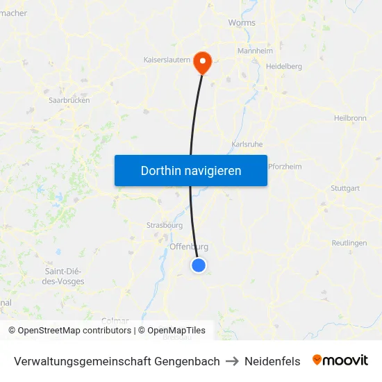 Verwaltungsgemeinschaft Gengenbach to Neidenfels map
