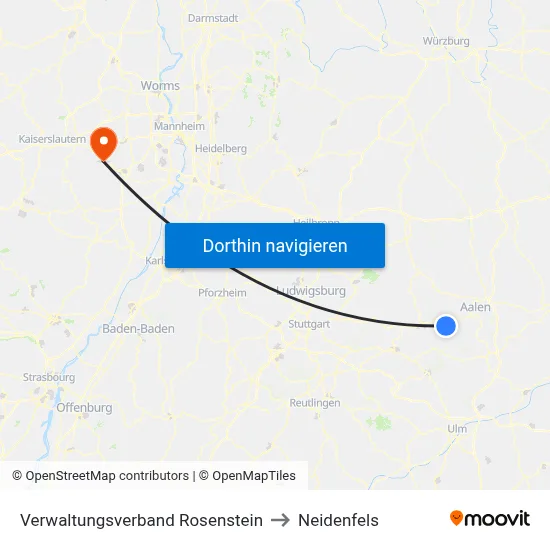 Verwaltungsverband Rosenstein to Neidenfels map