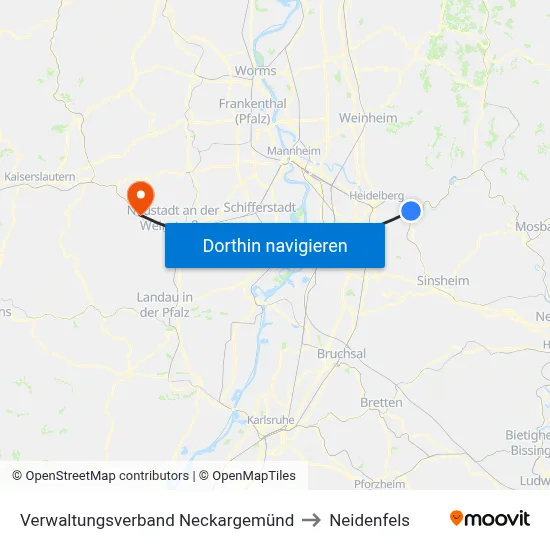 Verwaltungsverband Neckargemünd to Neidenfels map
