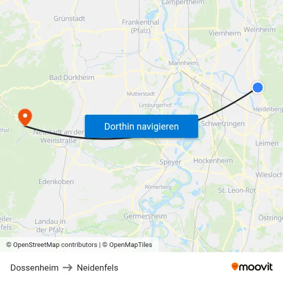 Dossenheim to Neidenfels map