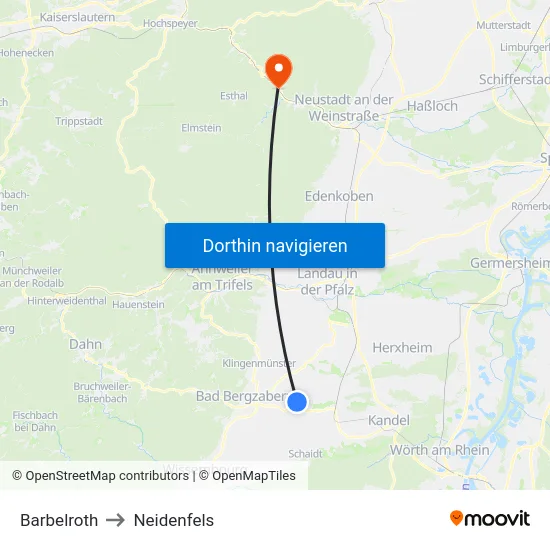 Barbelroth to Neidenfels map