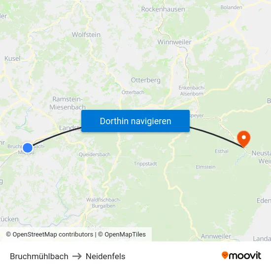 Bruchmühlbach to Neidenfels map