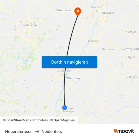 Neuershausen to Neidenfels map