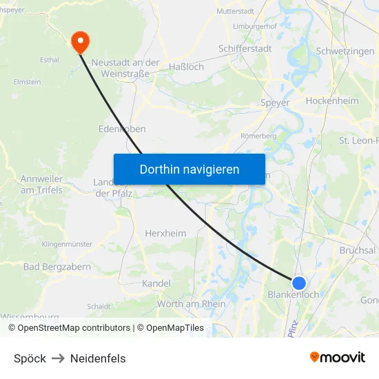 Spöck to Neidenfels map