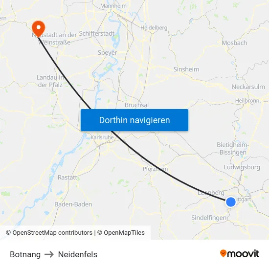 Botnang to Neidenfels map