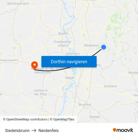 Siedelsbrunn to Neidenfels map