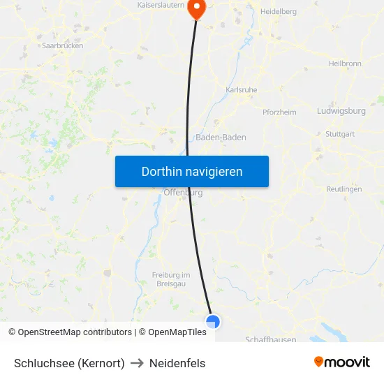 Schluchsee (Kernort) to Neidenfels map