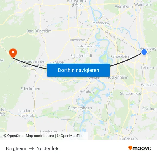 Bergheim to Neidenfels map