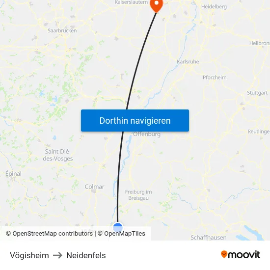 Vögisheim to Neidenfels map
