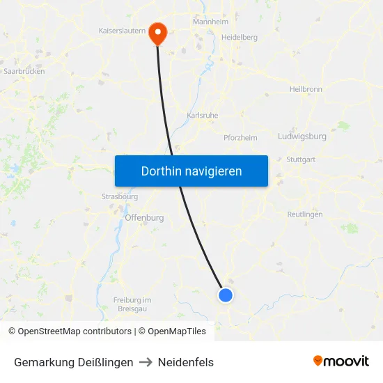 Gemarkung Deißlingen to Neidenfels map
