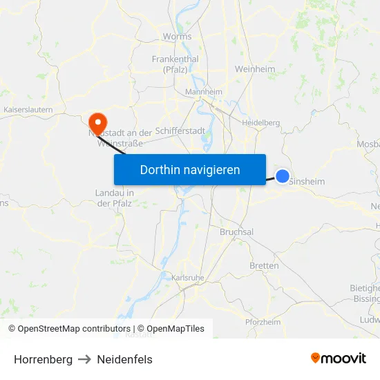 Horrenberg to Neidenfels map