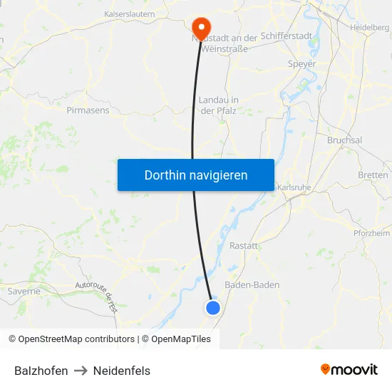 Balzhofen to Neidenfels map