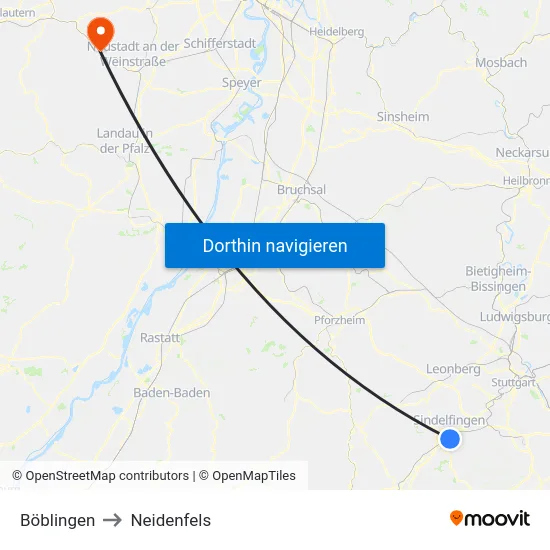 Böblingen to Neidenfels map