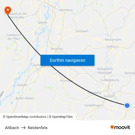 Altbach to Neidenfels map