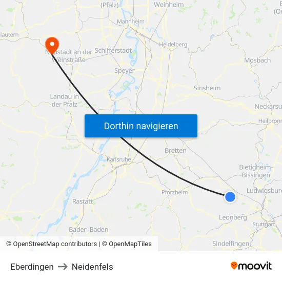 Eberdingen to Neidenfels map
