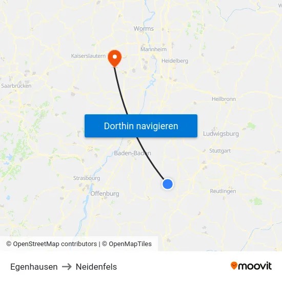 Egenhausen to Neidenfels map