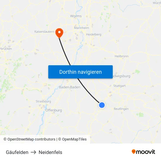 Gäufelden to Neidenfels map