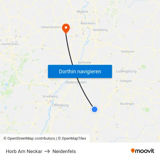 Horb Am Neckar to Neidenfels map