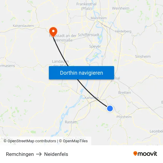 Remchingen to Neidenfels map