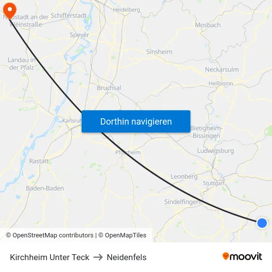 Kirchheim Unter Teck to Neidenfels map