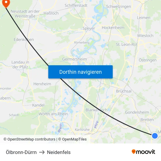 Ölbronn-Dürrn to Neidenfels map