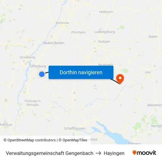 Verwaltungsgemeinschaft Gengenbach to Hayingen map