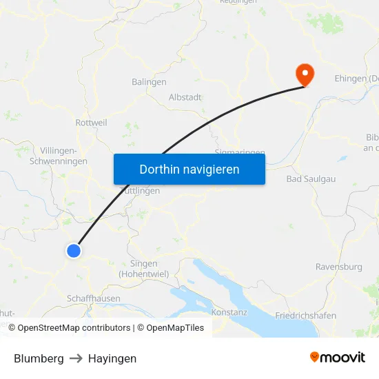 Blumberg to Hayingen map