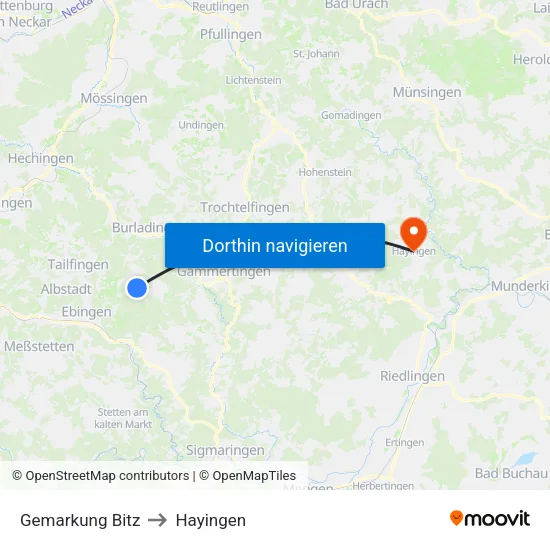 Gemarkung Bitz to Hayingen map