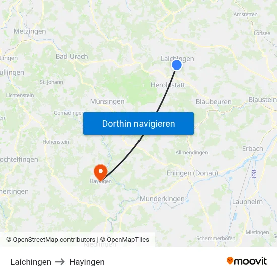 Laichingen to Hayingen map