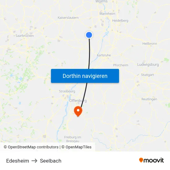 Edesheim to Seelbach map
