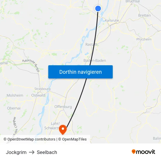 Jockgrim to Seelbach map