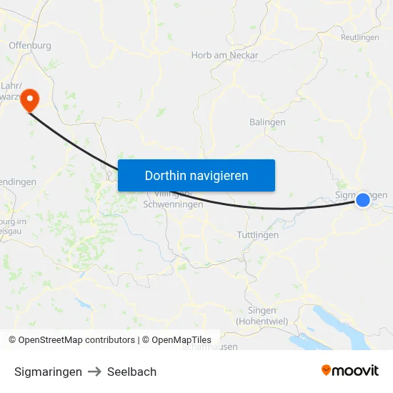 Sigmaringen to Seelbach map