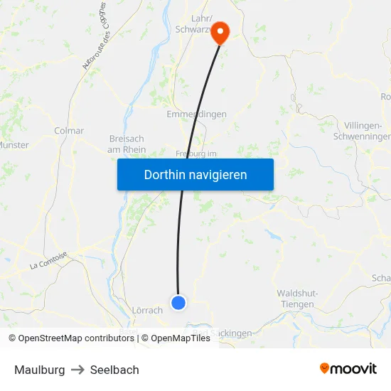 Maulburg to Seelbach map