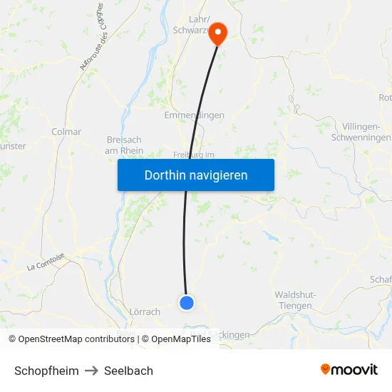 Schopfheim to Seelbach map