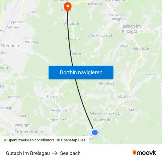 Gutach Im Breisgau to Seelbach map