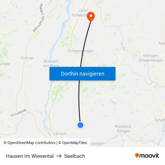 Hausen Im Wiesental to Seelbach map