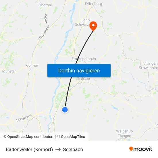 Badenweiler (Kernort) to Seelbach map
