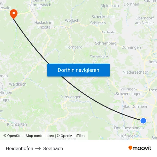 Heidenhofen to Seelbach map