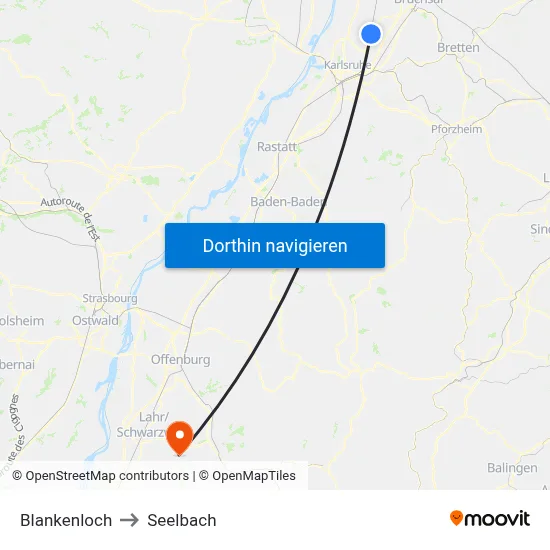 Blankenloch to Seelbach map