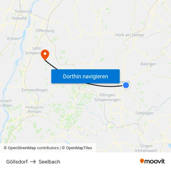 Göllsdorf to Seelbach map