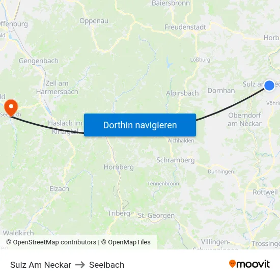 Sulz Am Neckar to Seelbach map