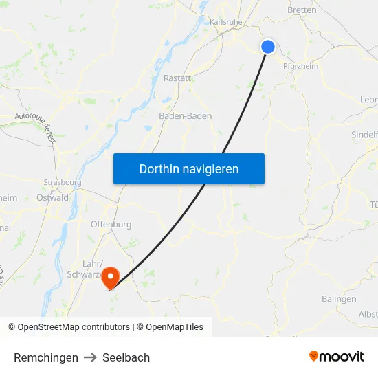 Remchingen to Seelbach map