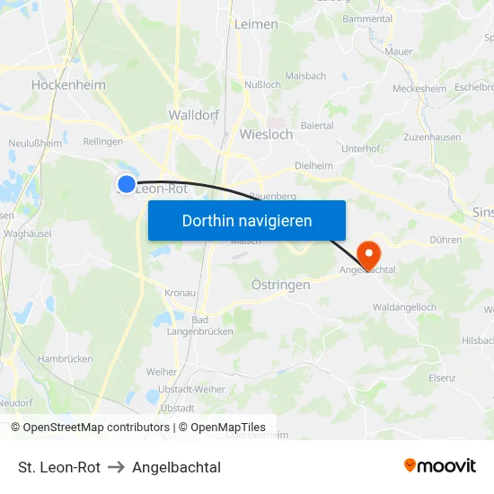 St. Leon-Rot to Angelbachtal map