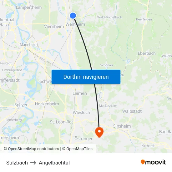 Sulzbach to Angelbachtal map